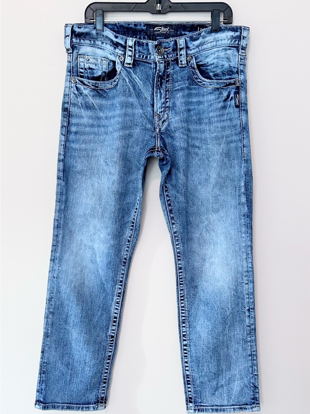 Silver Jeans Men’s Washed Blue Straight Jeans
